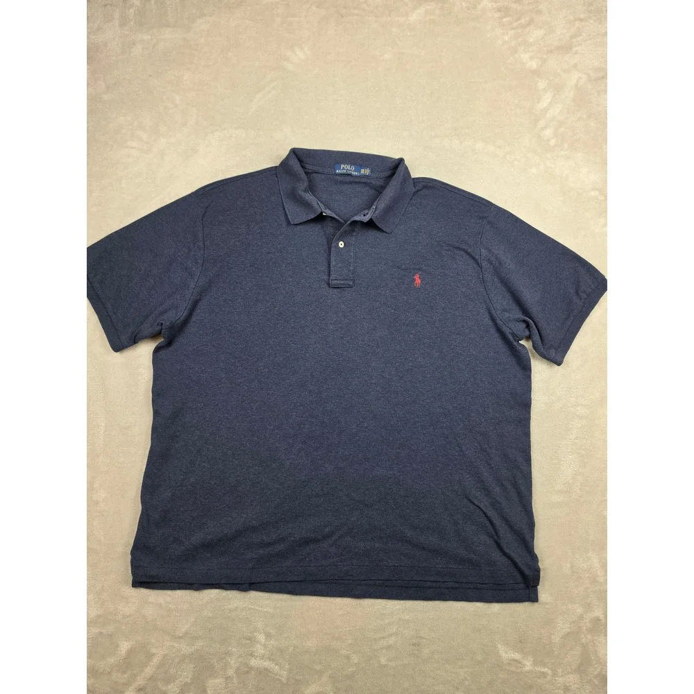 Polo Ralph Lauren Polo Shirt Mens 2XB Blue Short Sleeve Cotton Solid Logo